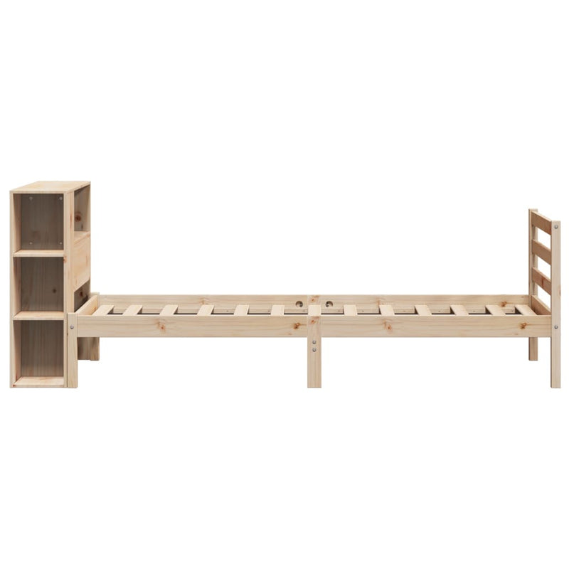 vidaXL tömör fenyőfa könyvespolcos ágy matrac nélkül 90 x 190 cm