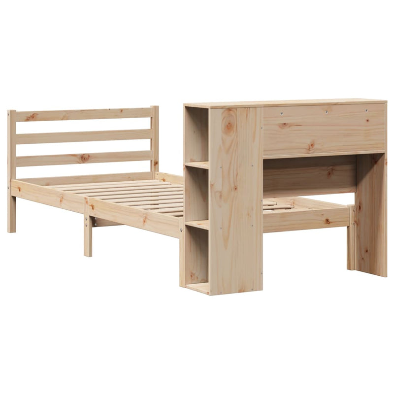 vidaXL tömör fenyőfa könyvespolcos ágy matrac nélkül 90 x 190 cm