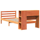 vidaXL viaszbarna tömör fa könyvespolcos ágy matrac nélkül 100 x 200cm