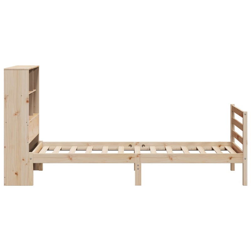 vidaXL tömör fenyőfa könyvespolcos ágy matrac nélkül 90 x 190 cm