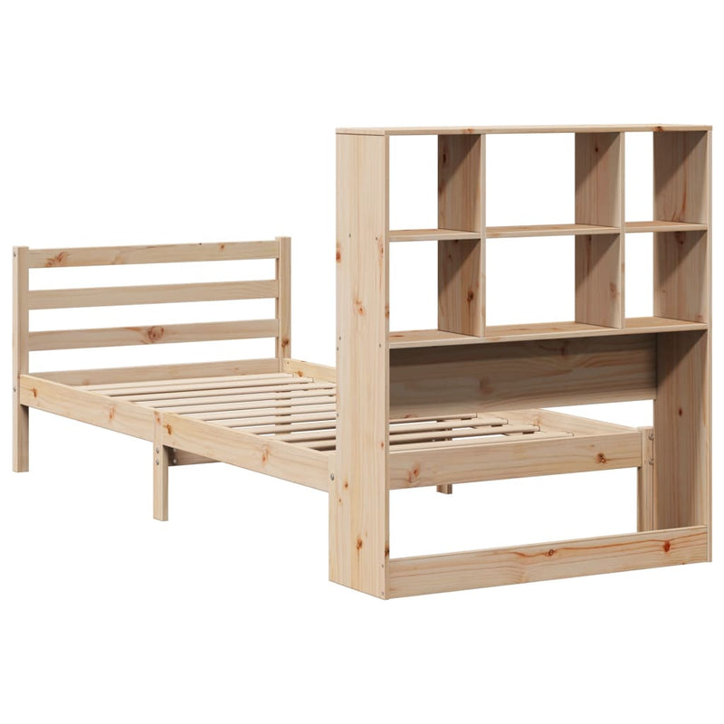 vidaXL tömör fenyőfa könyvespolcos ágy matrac nélkül 90 x 190 cm