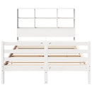 vidaXL fehér tömör fenyőfa könyvespolcos ágy matrac nélkül 120x190 cm