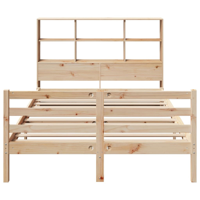 vidaXL tömör fenyőfa könyvespolcos ágy matrac nélkül 140 x 190 cm