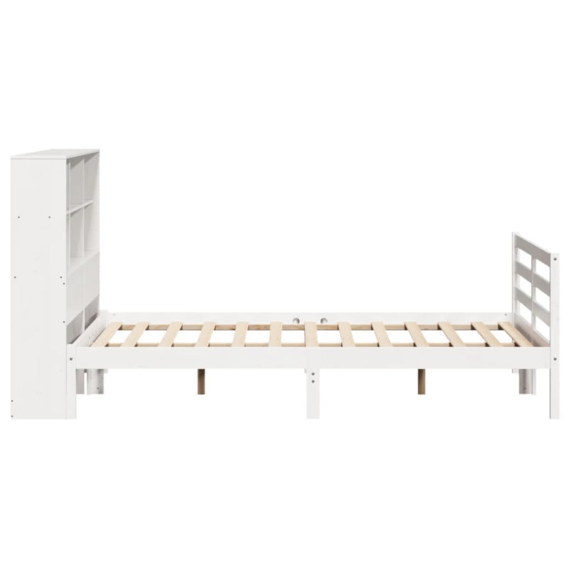 vidaXL fehér tömör fenyőfa könyvespolcos ágy matrac nélkül 120x200 cm