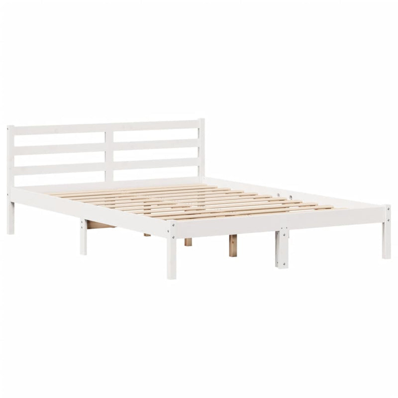 vidaXL fehér tömör fenyőfa könyvespolcos ágy matrac nélkül 120x200 cm