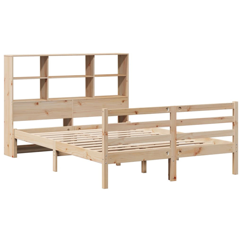 vidaXL tömör fenyőfa könyvespolcos ágy matrac nélkül 160 x 200 cm