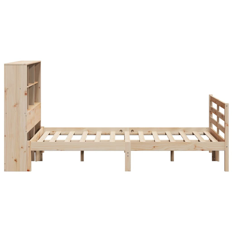 vidaXL tömör fenyőfa könyvespolcos ágy matrac nélkül 160 x 200 cm
