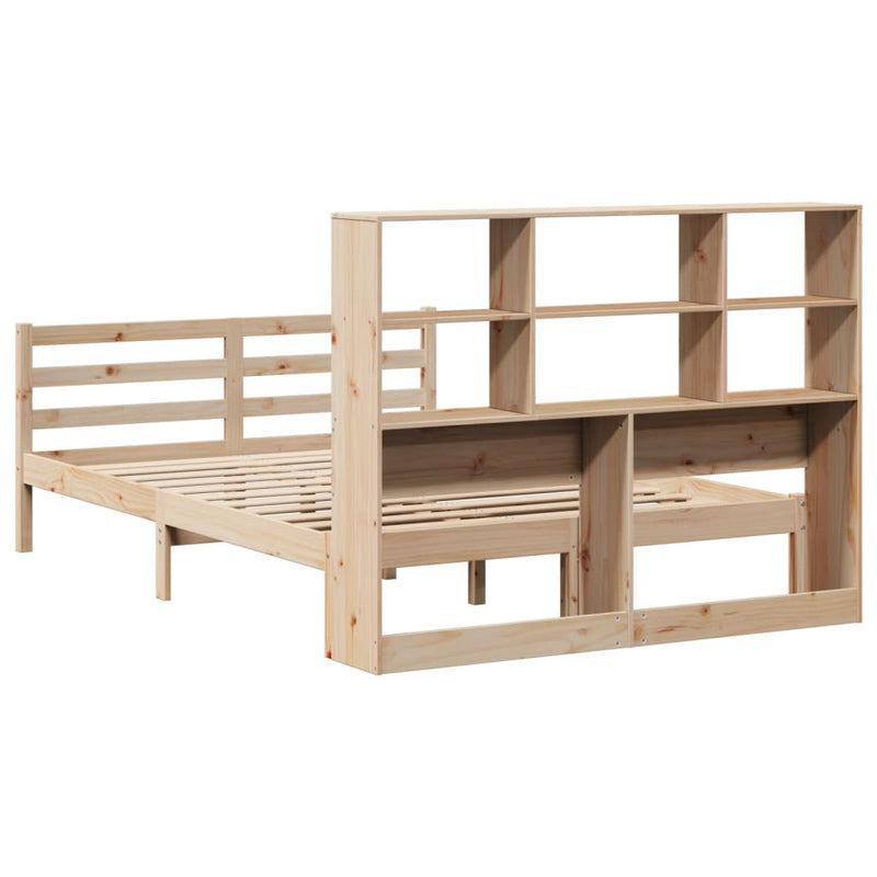 vidaXL tömör fenyőfa könyvespolcos ágy matrac nélkül 160 x 200 cm