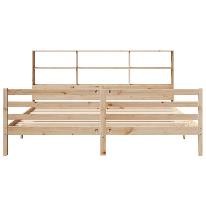 vidaXL tömör fenyőfa könyvespolcos ágy matrac nélkül 180 x 200 cm