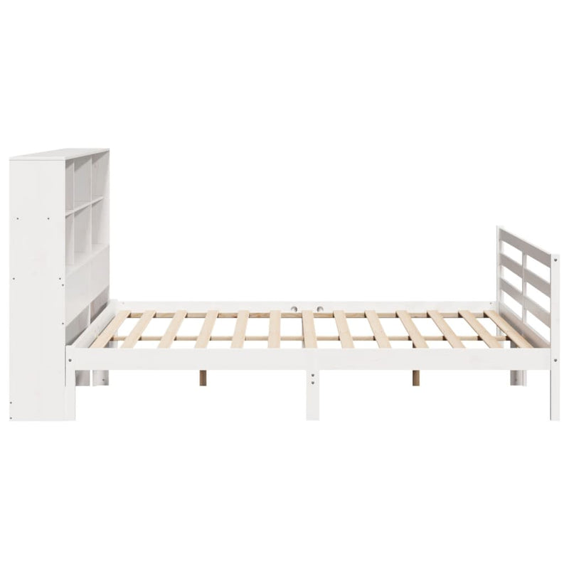 vidaXL fehér tömör fenyőfa könyvespolcos ágy matrac nélkül 180x200 cm