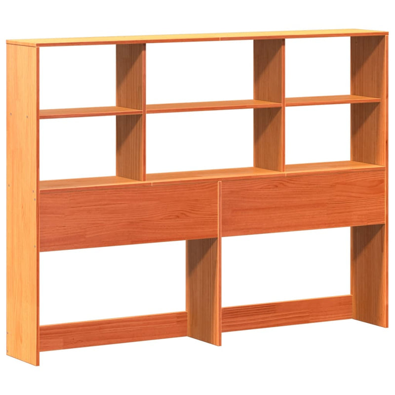 vidaXL viaszbarna tömör fa könyvespolcos ágy matrac nélkül 120 x 200cm