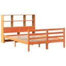 vidaXL viaszbarna tömör fa könyvespolcos ágy matrac nélkül 150 x 200cm