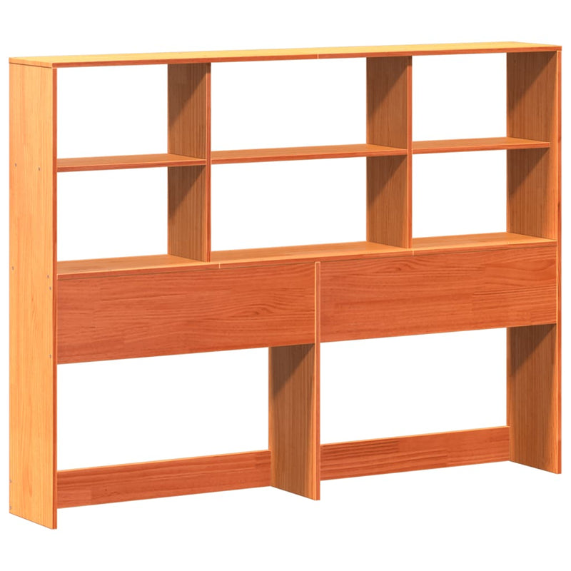 vidaXL viaszbarna tömör fa könyvespolcos ágy matrac nélkül 160 x 200cm