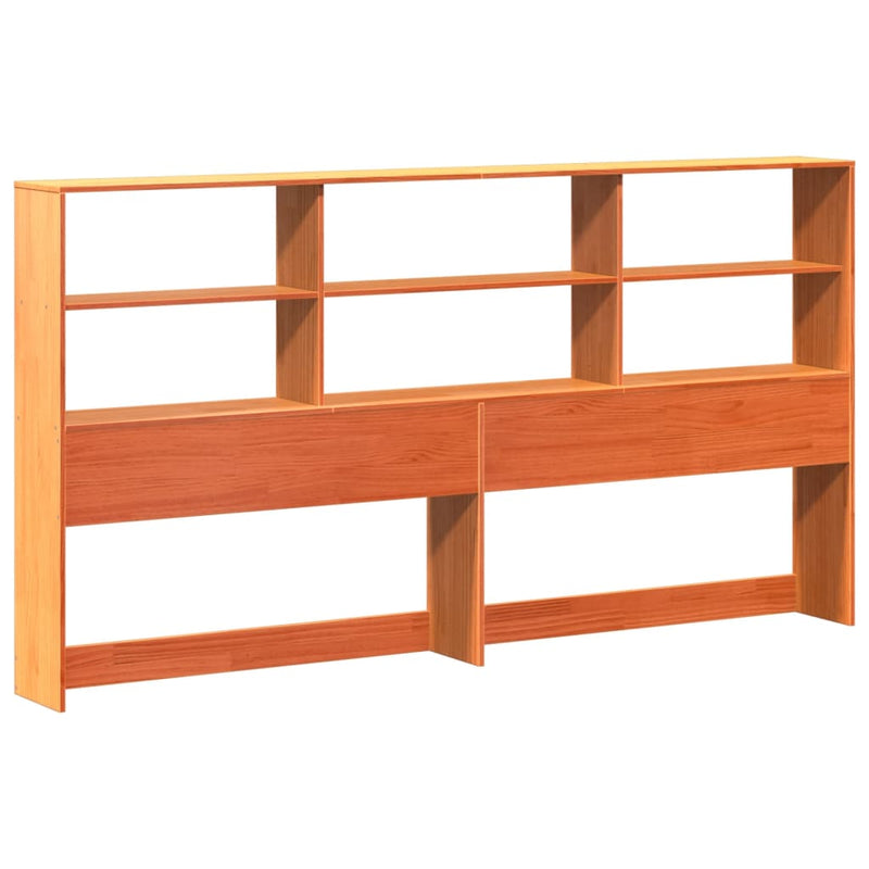 vidaXL viaszbarna tömör fa könyvespolcos ágy matrac nélkül 180 x 200cm