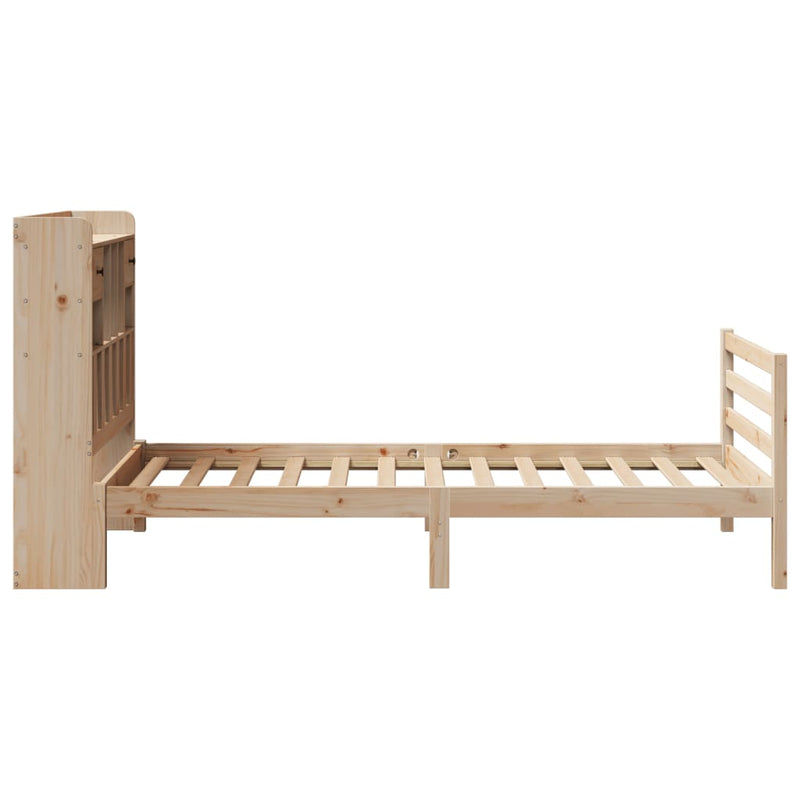 vidaXL tömör fenyőfa könyvespolcos ágy matrac nélkül 90 x 190 cm