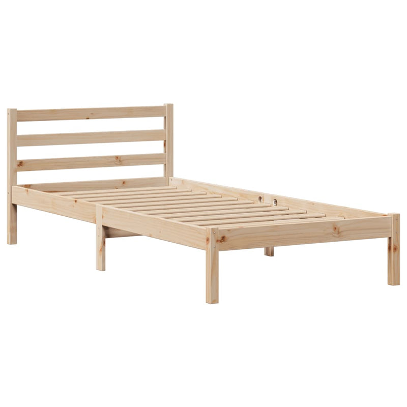 vidaXL tömör fenyőfa könyvespolcos ágy matrac nélkül 90 x 190 cm