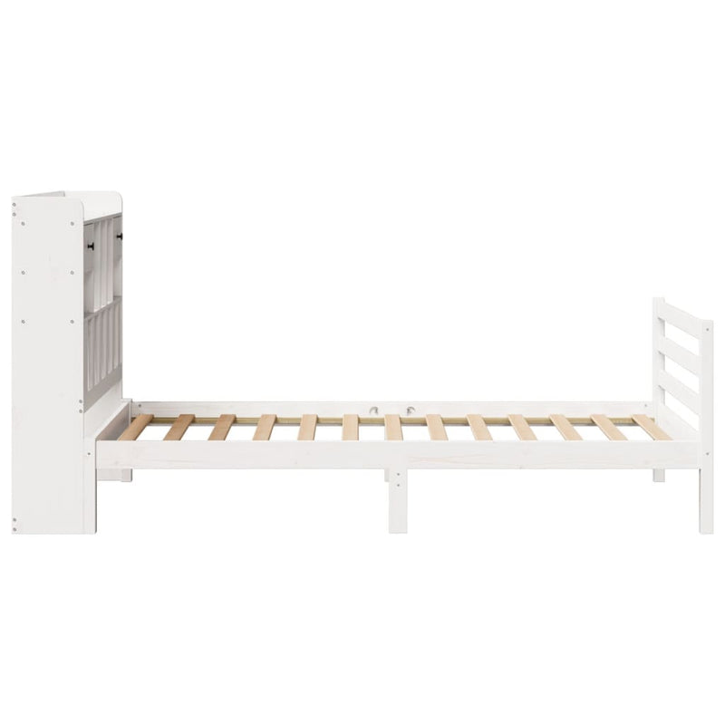 vidaXL fehér tömör fenyőfa könyvespolcos ágy matrac nélkül 90 x 190 cm