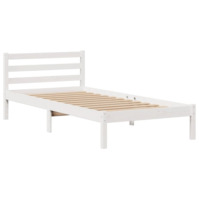 vidaXL fehér tömör fenyőfa könyvespolcos ágy matrac nélkül 90 x 190 cm