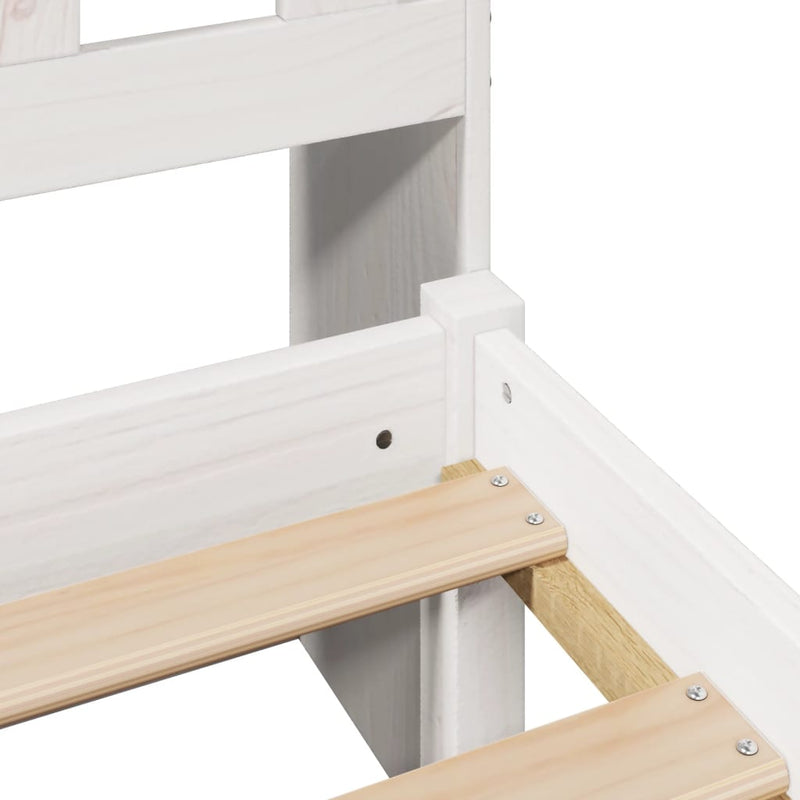 vidaXL fehér tömör fenyőfa könyvespolcos ágy matrac nélkül 135x190 cm