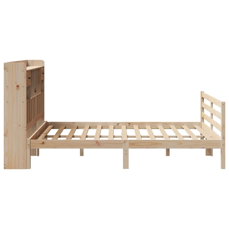 vidaXL tömör fenyőfa könyvespolcos ágy matrac nélkül 160 x 200 cm