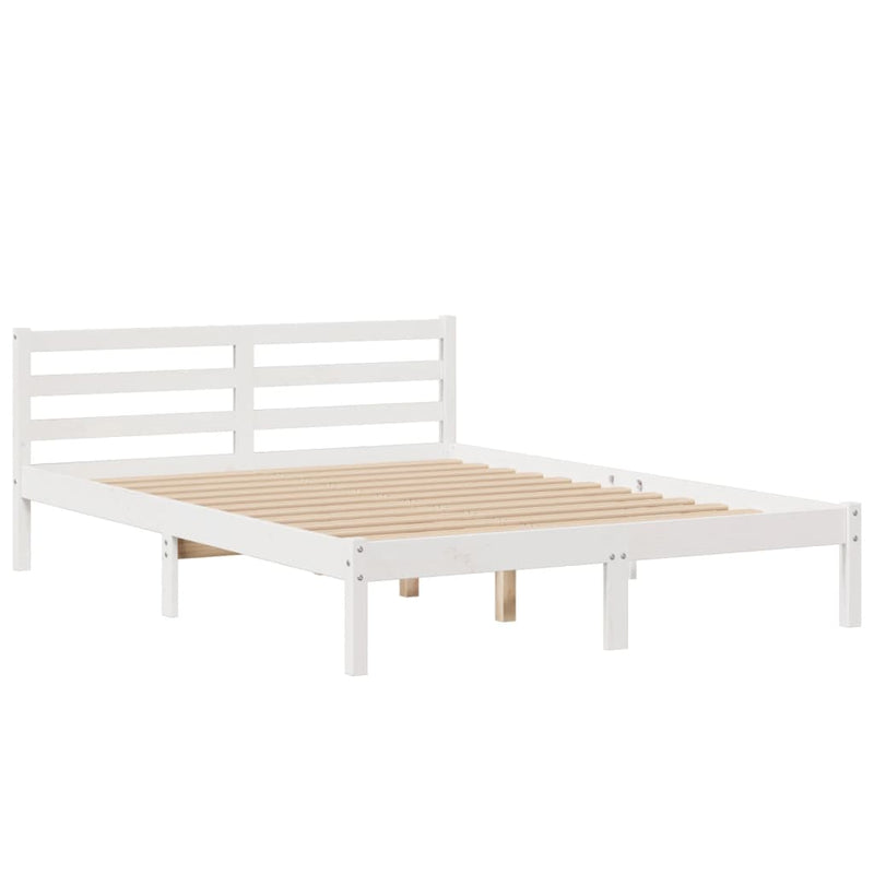 vidaXL fehér tömör fenyőfa könyvespolcos ágy matrac nélkül 160x200 cm