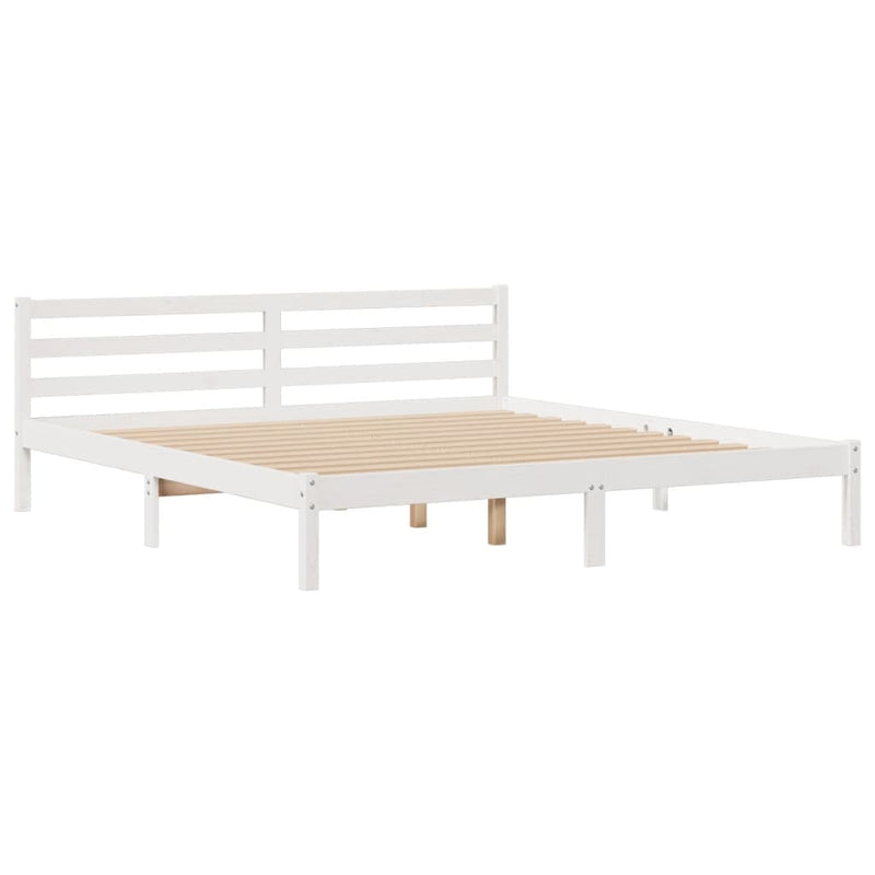 vidaXL fehér tömör fenyőfa könyvespolcos ágy matrac nélkül 180x200 cm