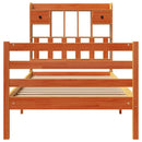 vidaXL barna tömör fenyőfa könyvespolcos ágy matrac nélkül 75 x 190 cm