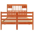 vidaXL barna tömör fenyőfa könyvespolcos ágy matrac nélkül 135 x 190cm