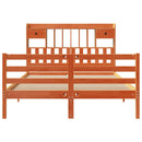 vidaXL barna tömör fenyőfa könyvespolcos ágy matrac nélkül 150 x 200cm