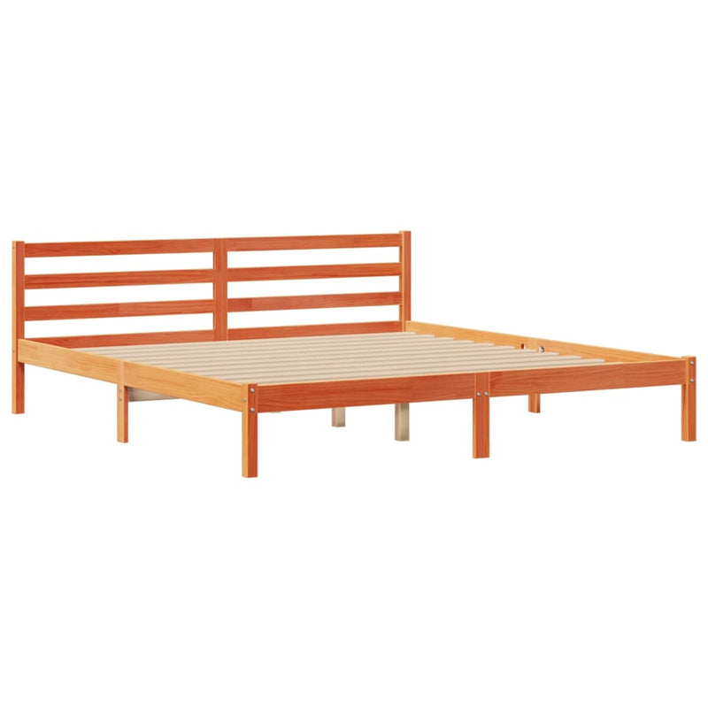 vidaXL barna tömör fenyőfa könyvespolcos ágy matrac nélkül 180 x 200cm