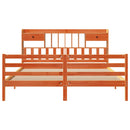 vidaXL barna tömör fenyőfa könyvespolcos ágy matrac nélkül 200 x 200cm