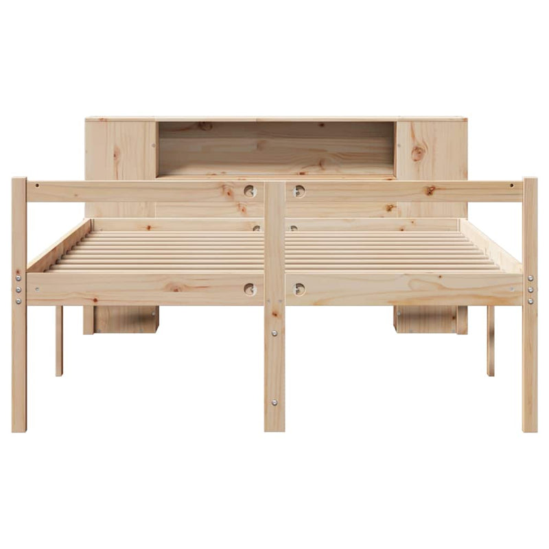 vidaXL tömör fenyőfa könyvespolcos ágy matrac nélkül 140 x 190 cm