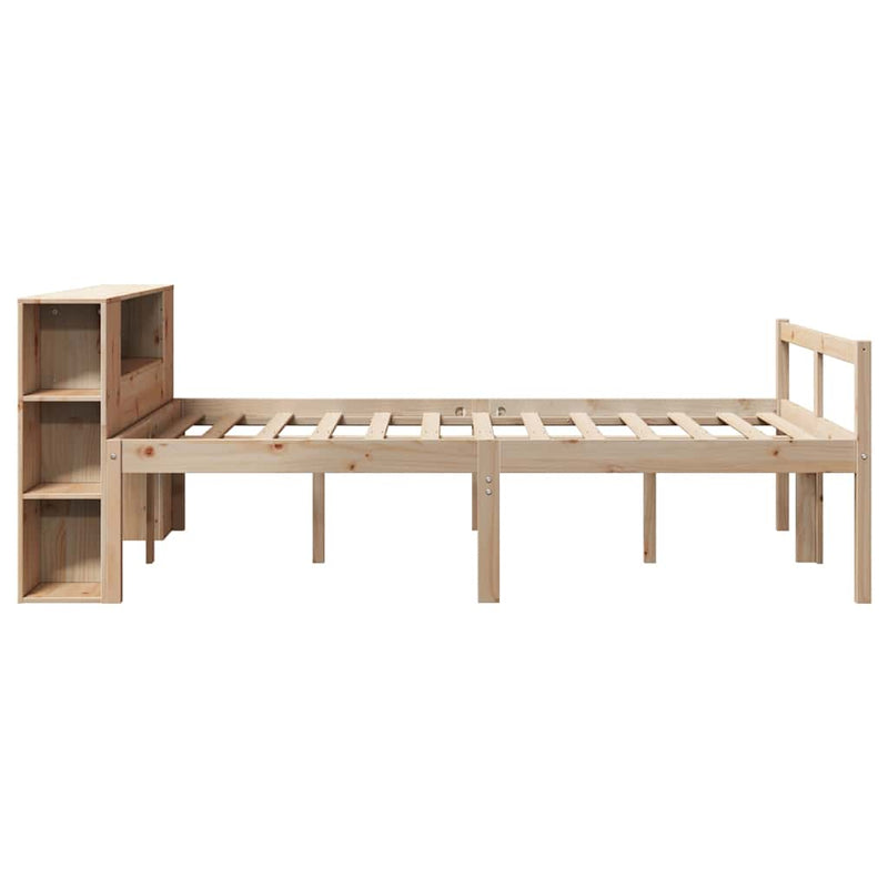 vidaXL tömör fenyőfa könyvespolcos ágy matrac nélkül 140 x 190 cm
