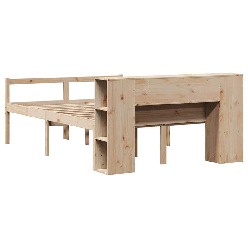 vidaXL tömör fenyőfa könyvespolcos ágy matrac nélkül 140 x 190 cm