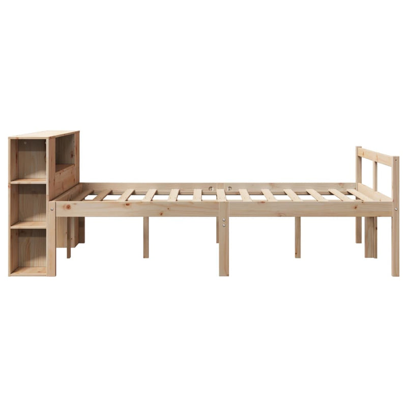 vidaXL tömör fenyőfa könyvespolcos ágy matrac nélkül 140 x 200 cm