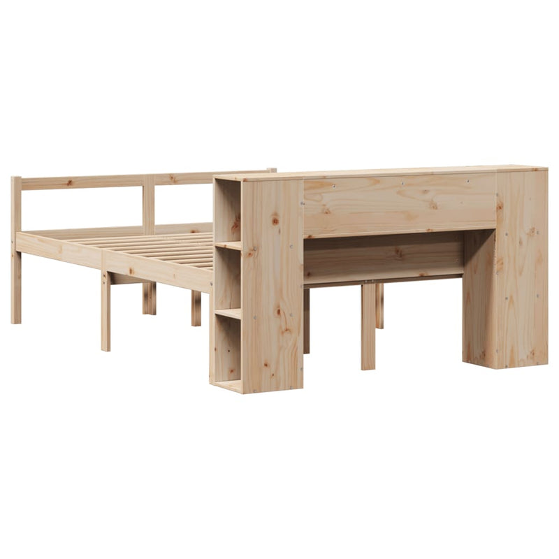 vidaXL tömör fenyőfa könyvespolcos ágy matrac nélkül 140 x 200 cm
