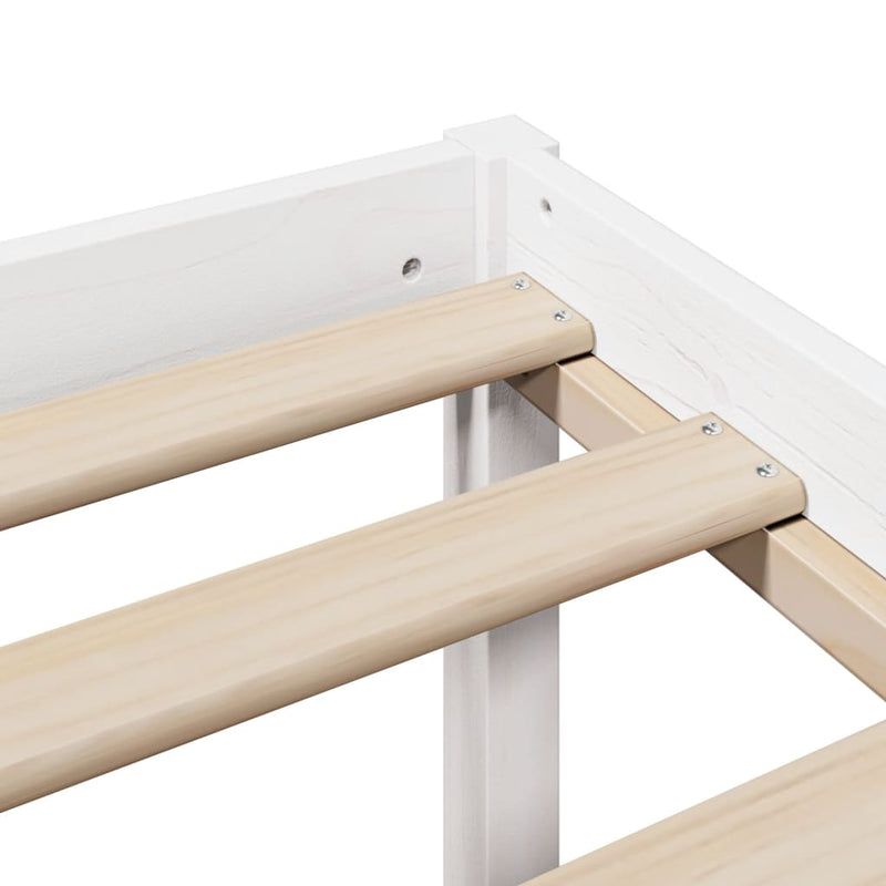 vidaXL fehér tömör fenyőfa könyvespolcos ágy matrac nélkül 150x200 cm