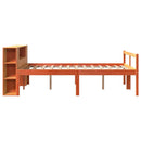 vidaXL viaszbarna tömör fa könyvespolcos ágy matrac nélkül 140 x 200cm