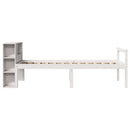 vidaXL fehér tömör fenyőfa könyvespolcos ágy matrac nélkül 75 x 190 cm