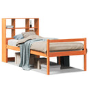 vidaXL viaszbarna tömör fa könyvespolcos ágy matrac nélkül 75 x 190 cm