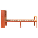 vidaXL viaszbarna tömör fa könyvespolcos ágy matrac nélkül 75 x 190 cm