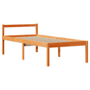 vidaXL viaszbarna tömör fa könyvespolcos ágy matrac nélkül 75 x 190 cm