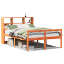 vidaXL viaszbarna tömör fa könyvespolcos ágy matrac nélkül 120 x 190cm