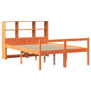 vidaXL viaszbarna tömör fa könyvespolcos ágy matrac nélkül 120 x 190cm