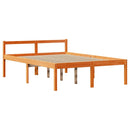 vidaXL viaszbarna tömör fa könyvespolcos ágy matrac nélkül 120 x 190cm