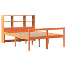 vidaXL viaszbarna tömör fa könyvespolcos ágy matrac nélkül 120 x 200cm
