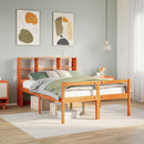 vidaXL viaszbarna tömör fa könyvespolcos ágy matrac nélkül 140 x 200cm