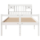 vidaXL fehér tömör fenyőfa könyvespolcos ágy matrac nélkül 135x190 cm