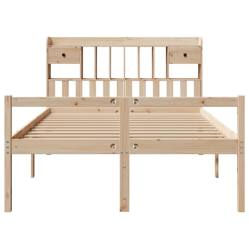vidaXL tömör fenyőfa könyvespolcos ágy matrac nélkül 140 x 190 cm