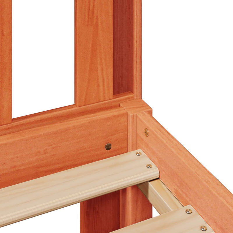 vidaXL barna tömör fenyőfa könyvespolcos ágy matrac nélkül 135 x 190cm